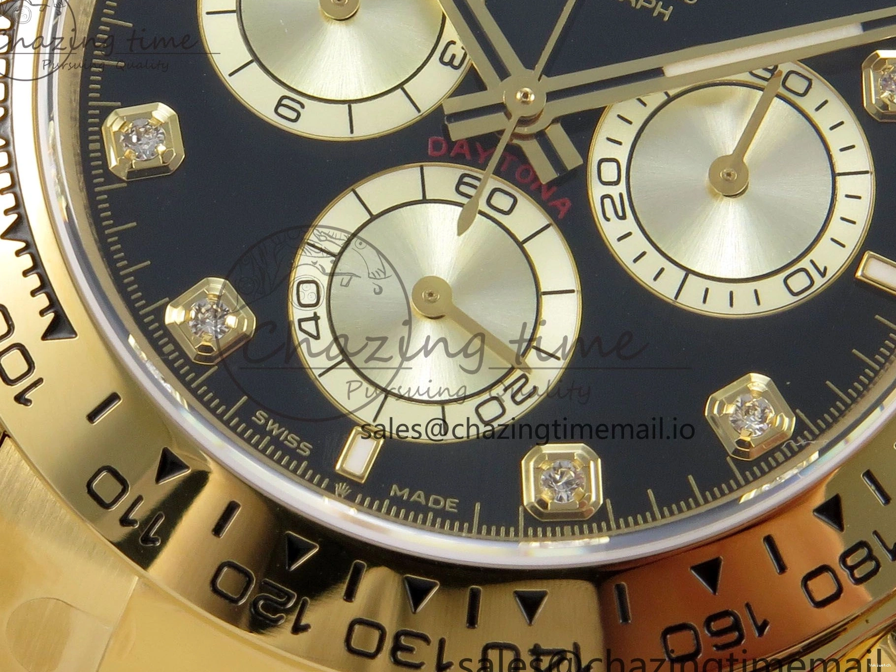 Clone Dial 1:1 YG Edition Daytona Bracelet Super Black Best DD4131 Diamonds YG 126508 on YG Clean 0307